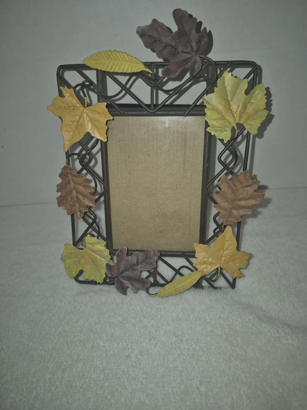 Vintage Dennis East 3D Fall Metal Leaves 5X7 Picture Frame #194
